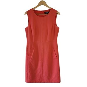 NINE WEST Women's Coral Sleeveless Sheath Dress Sz 8 Career Office Peasant Crew